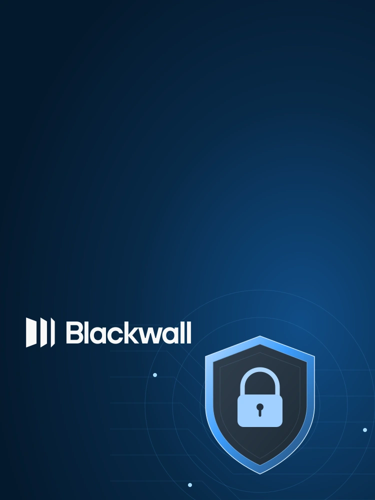 Blackwall logotip i plavi štit — AI zaštita web stranica