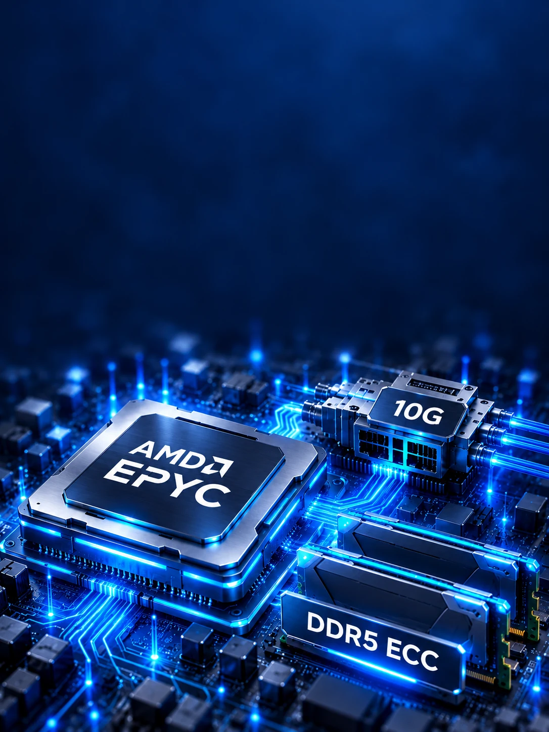 Ilustracija VPS infrastrukture: AMD EPYC, DDR5 ECC i 10G - mobilni prikaz